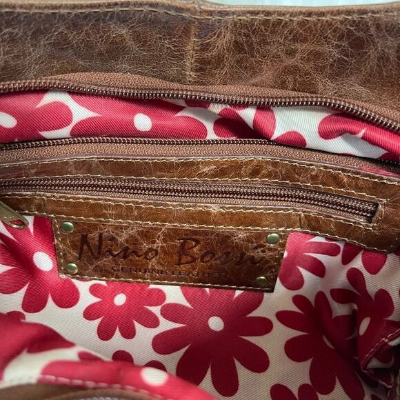 Nino Bossi distress two tone brown leather medium Satchel/ shoulder bag - Picture 12 of 13